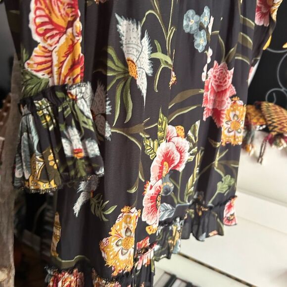 Twik by Simons Black Floral Long Sleeve Dress M - Picture 8 of 16